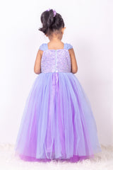 Lavender Frilly Net Gown