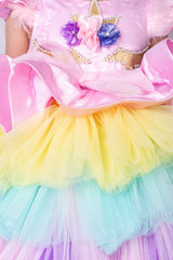 Beautiful Unicorn Theme Dress with Ruffled Trail