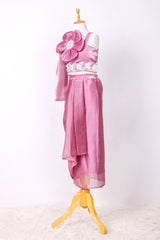 Onion Pink Organza Dhoti Coord Set