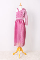 Onion Pink Organza Dhoti Coord Set