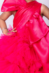 Magenta Heavy Flared Barbie Gown with Big Bow