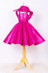 Hot Pink and White Ball Gown
