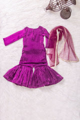 Wine Organza Sharara Suit