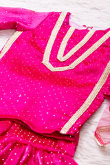 Hot Pink Organza Sharara Suit