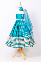 Stylish Teal Blue Silk Lehenga