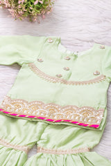 Green Silk Sharara Suit
