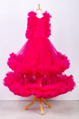Hot pink Heavy Ruffled Gown