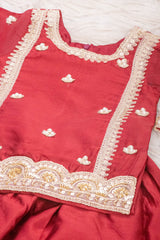 Maroon Silk Patiala Suit