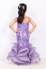 Lavender Mermaid Hand Embroidered Gown