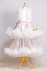 White Two Layered Butterfly Gown