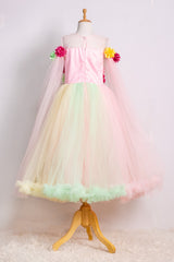 Colorful Flowers Long Sleeves Gown
