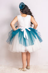White and Blue Peacock Theme Dress
