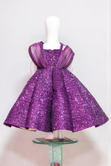 Wine Imported Sequins Ball Gown