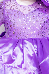 Lavender Ruffled Dress With Long Trail