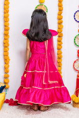 Hot Pink Thread Embroidered Lehenga