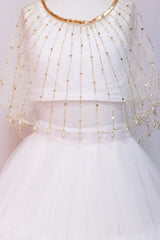 White Lehenga with Hand Embroidered Cape