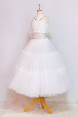 White Lehenga with Hand Embroidered Cape