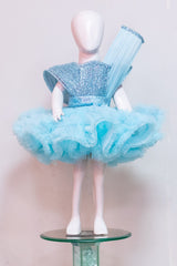 Sky Blue Princess Theme Ruffled Dress