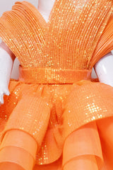 Orange Net and Sequins Princess Dress
