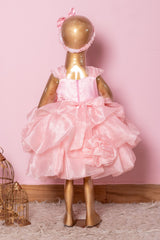 Baby Pink Organza 3D Flower Dress