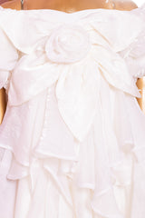 Off White Fandy Organza Ruffled Kid Gown