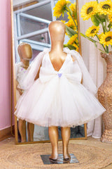 White Net Flower Dress with Handmade Butterflies