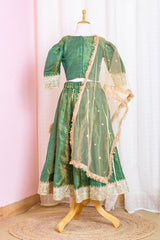 Green Brocade Lehenga with Net Dupatta