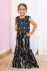 Black Embroidered Chinon Sharara