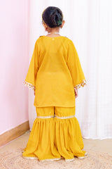 Haldi Special Yellow and Wine Coord Set