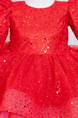 Red Christmas Special Party Dress With Trail