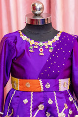 Royal Patchwork Ethnic Gown with Necklace