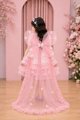 Pink Sequin Fairy Dress with Detachable Trail and Wings