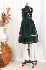Mehendi Special Kids Green Georgette Lehenga Set