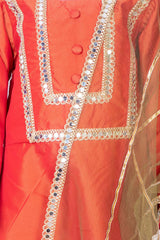 Rust Orange Silk Ethnic Suit