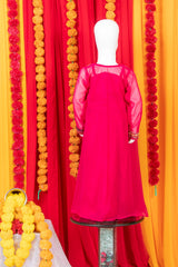 Kids Hot Pink Dhoti Coord with Shrug