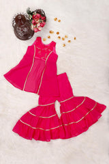 Magenta pink georgette kids sharara set