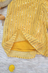 Yellow Sequins Work Kurta Palazzo Set