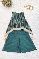 Bottle Green Georgette Kurta Palazzo Set