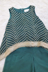 Bottle Green Georgette Kurta Palazzo Set