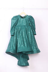 Bottle Green Mother Daughter Sequins Gown Combo