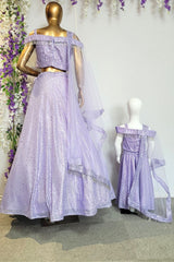 Lavender Mom And Me Lehenga Combo Set