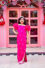 Magenta Pink Designer Dresses Mom And Me Twining Set