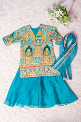 Teal Blue Sharara Suit Mom and Daughter Combo