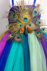 Peacock Theme High Low Dress
