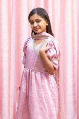Pink Mukaish work organza Suit
