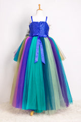 Peacock Theme High Low Dress