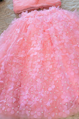 Pink Floral Skirt Top Set