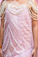 Nude Pink Pearl Embellished Gown