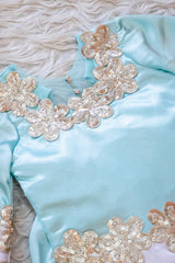 Satin Blue and Pink Suit