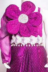 Wine Organza Dhoti Coord Set